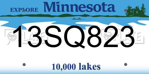 13SQ823 Minnesota License Plate