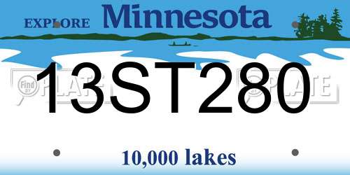 13ST280 Minnesota License Plate
