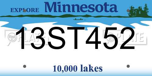 13ST452 Minnesota License Plate