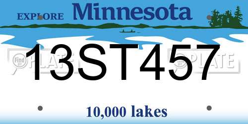 13ST457 Minnesota License Plate