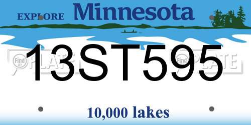 13ST595 Minnesota License Plate