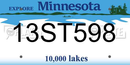 13ST598 Minnesota License Plate
