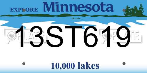 13ST619 Minnesota License Plate