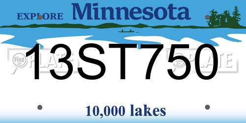 13ST750 Minnesota License Plate