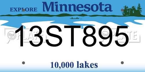 13ST895 Minnesota License Plate