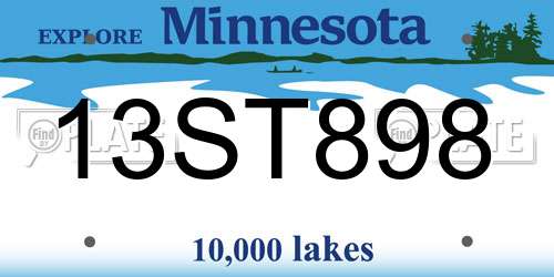 13ST898 Minnesota License Plate