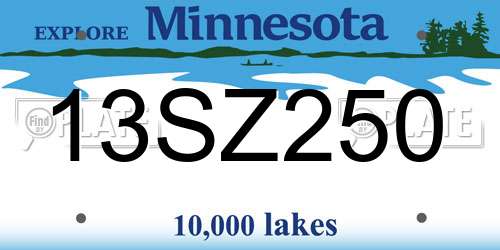 13SZ250 Minnesota License Plate