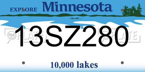 13SZ280 Minnesota License Plate