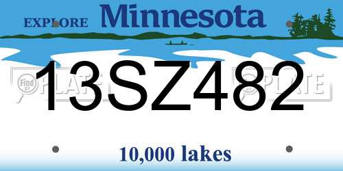 13SZ482 Minnesota License Plate