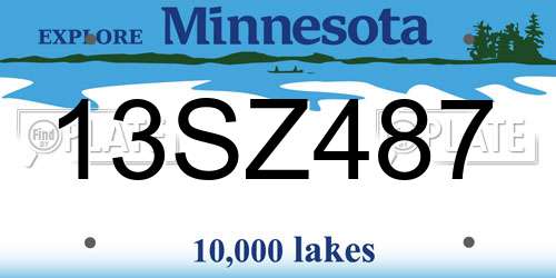 13SZ487 Minnesota License Plate