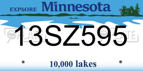 13SZ595 Minnesota License Plate