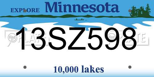 13SZ598 Minnesota License Plate