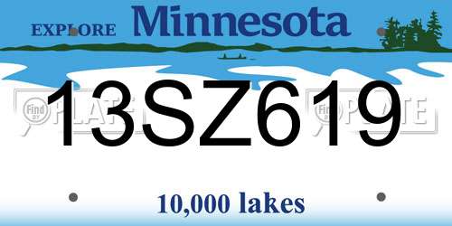 13SZ619 Minnesota License Plate