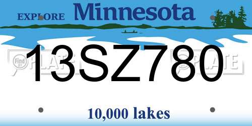 13SZ780 Minnesota License Plate
