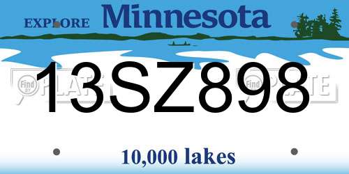 13SZ898 Minnesota License Plate