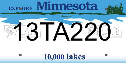 13TA220 Minnesota License Plate