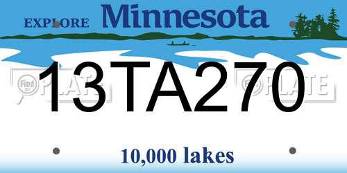 13TA270 Minnesota License Plate