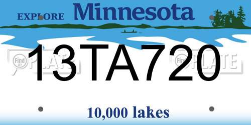 13TA720 Minnesota License Plate