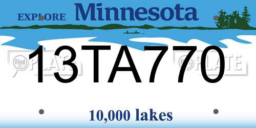 13TA770 Minnesota License Plate
