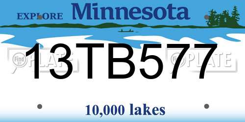 13TB577 Minnesota License Plate