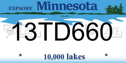 13TD660 Minnesota License Plate