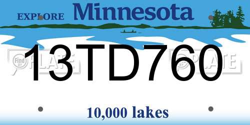 13TD760 Minnesota License Plate