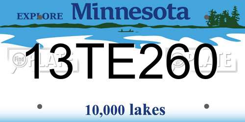 13TE260 Minnesota License Plate