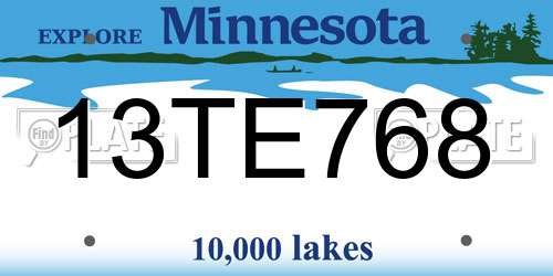 13TE768 Minnesota License Plate