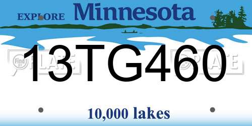 13TG460 Minnesota License Plate