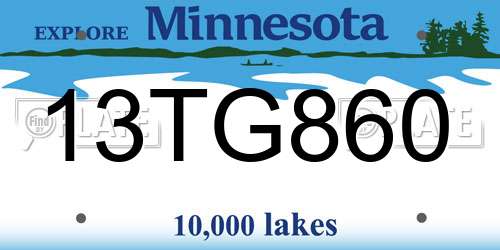 13TG860 Minnesota License Plate