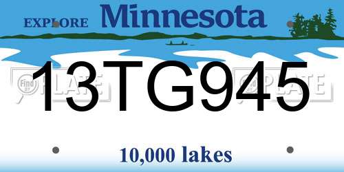 13TG945 Minnesota License Plate