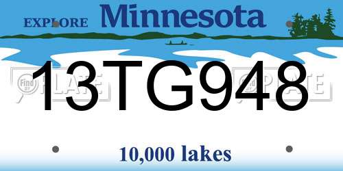 13TG948 Minnesota License Plate
