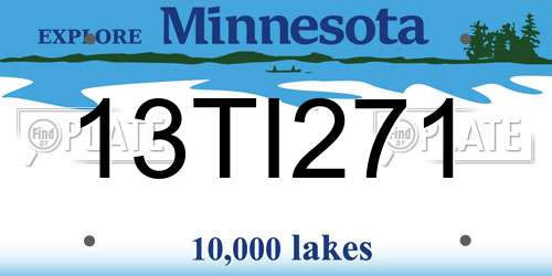 13TI271 Minnesota License Plate