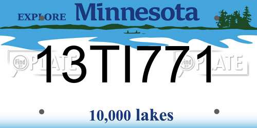 13TI771 Minnesota License Plate