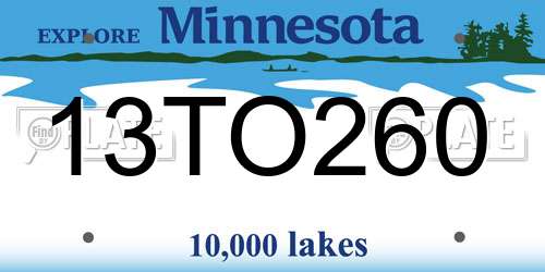 13TO260 Minnesota License Plate