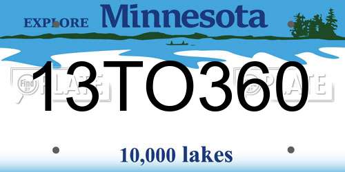 13TO360 Minnesota License Plate