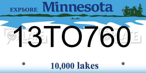 13TO760 Minnesota License Plate