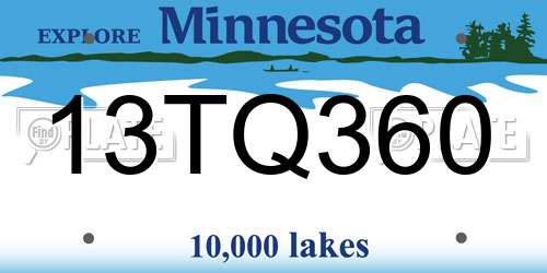 13TQ360 Minnesota License Plate