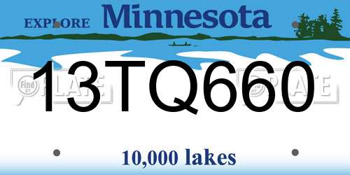 13TQ660 Minnesota License Plate