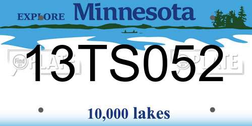 13TS052 Minnesota License Plate