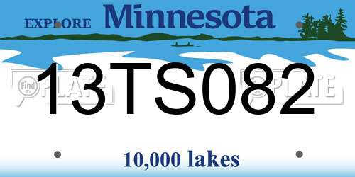 13TS082 Minnesota License Plate