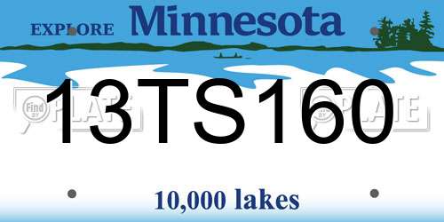 13TS160 Minnesota License Plate
