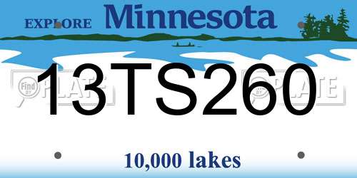 13TS260 Minnesota License Plate