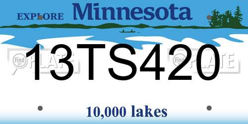 13TS420 Minnesota License Plate