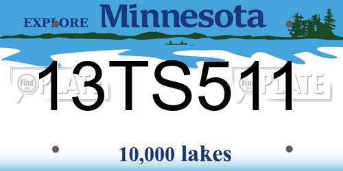 13TS511 Minnesota License Plate