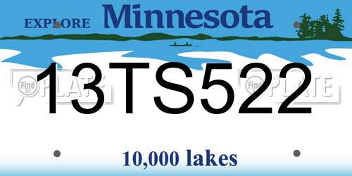13TS522 Minnesota License Plate