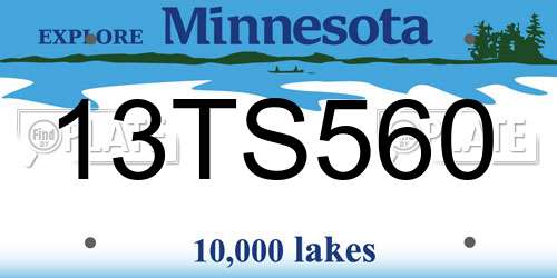 13TS560 Minnesota License Plate