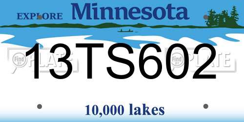 13TS602 Minnesota License Plate