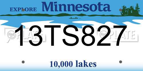 13TS827 Minnesota License Plate