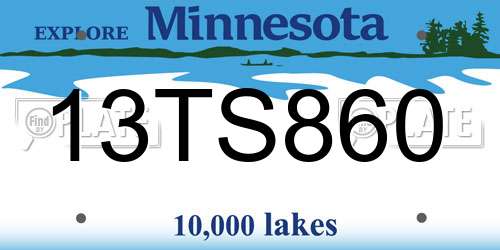 13TS860 Minnesota License Plate